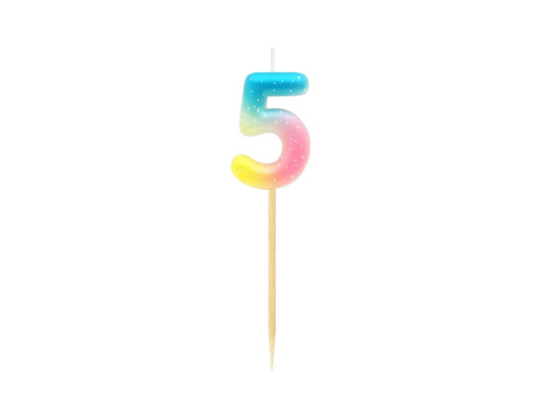 Pastel ombre number candle - 5 - five