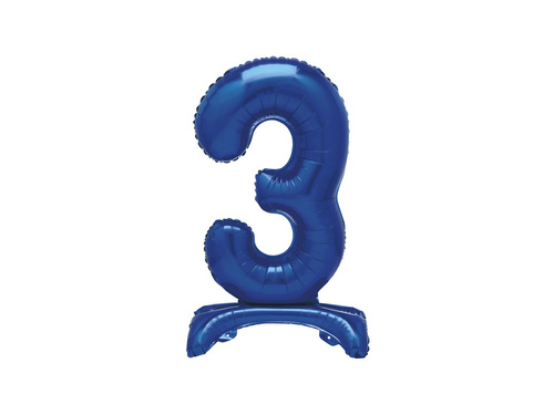 Foil balloon standing number 3 blue - 76 cm - 1pc.