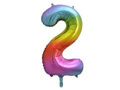 Foil balloon number 2 rainbow - 85 cm - 1 pc.