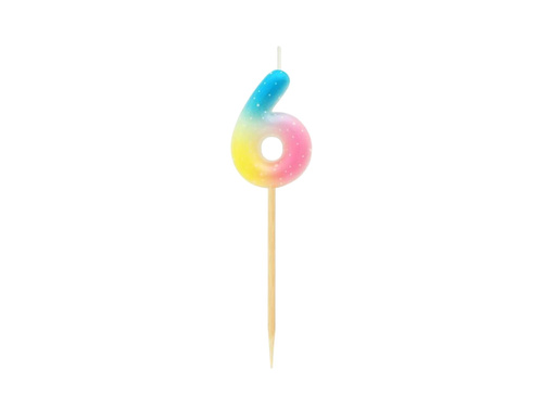 Pastel ombre number candle - 6 - six