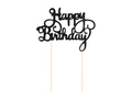 Happy Birthday cake topper glitter black - 1 pc.