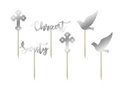 Christening silver muffin decorations - 6 pcs.
