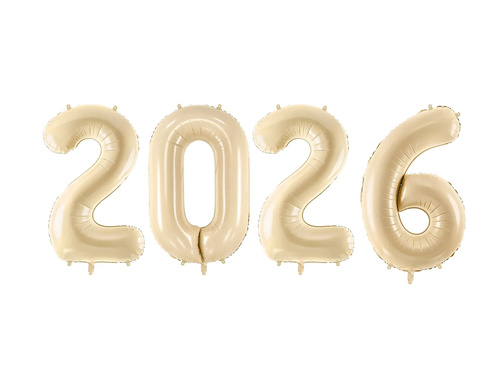 Number 2026 Beige Foil Balloon - 72 cm - 4 pc