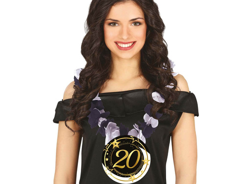20th birthday necklace, black, 1 pc