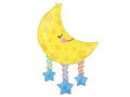 Balon foliowy Księżyc z gwiazdkami - 96 cm - 1 szt.