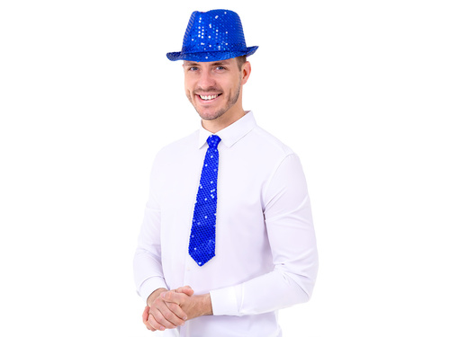 Cekinowy krawat - granatowy - 36 cm - 1 szt.