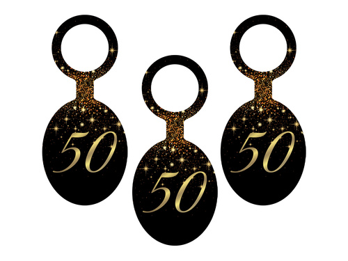 Sparkling vodka pendants for 50th birthday - 8 pcs.