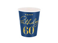 Sixtyth birthday cups navy blue - 220 ml - 6 pcs.