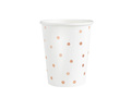 White paper cups with pink and gold dots - 220 ml - 6 pcs.