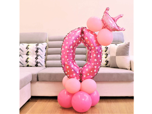 Set of balloons with the number zero pink - 15 pcs.