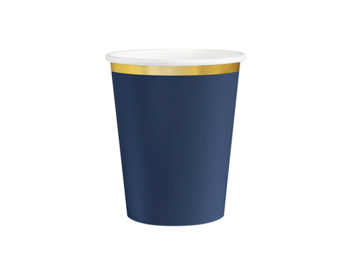 Navy blue cups with gold rim - 220 ml - 6 pcs.