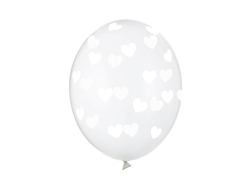 Balony przeźroczyste Serduszka białe - 30 cm - 50 szt.