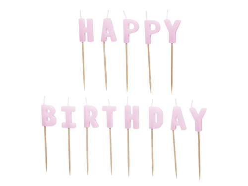 Świeczki pikery napis Happy Birthday - fioletowe - 1 op.