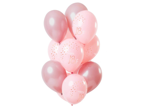 Set of Happy 18th balloons pink - 30 cm - 12 pcs.