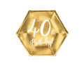 Plates for fortieth birthday gold - 20 cm - 6 pcs.