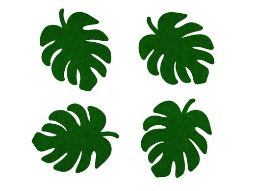 Podstawki pod kubek - liść monstery - 13 cm - 4 szt.