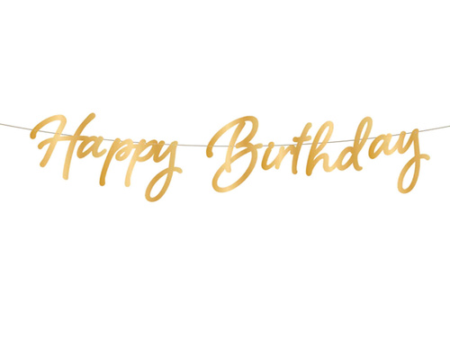 Banner with the inscription Happy Birthday gold - 110 cm - 1 pcs.