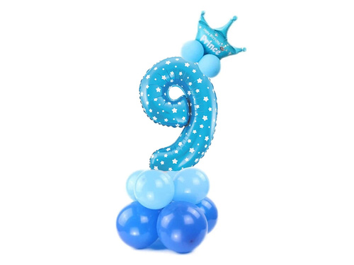 Set of balloons with the number nine blue - 15 pcs.