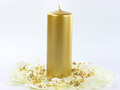 Pillar Candle, metallic, gold, 15 x 6cm, 6pcs