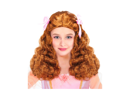 Peruka Łagodnej Księżniczki z satynowymi wstążkami, brązowa