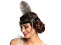Black Headband Retro with plume - 1 pc