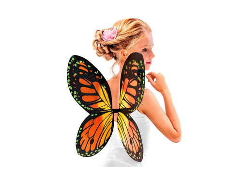 Czarno–pomarańczowo–żółte skrzydła motyla dla dzieci 66×38 cm