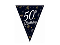 Black flag banner with the inscription 50th Birthday - 270 cm - 1 pcs.
