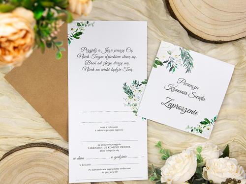 Comunion invitation card & envelope - 6 pcs