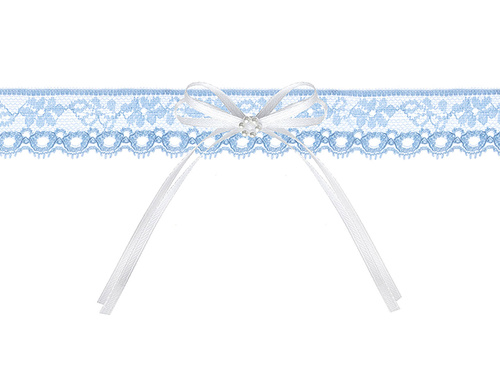 Blue lace garter with bow - 1 pc