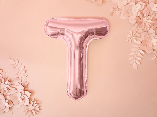 Foil balloon letter "T" pink and gold - 35 cm