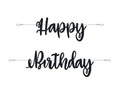 Baner czarny z napisem Happy Birthday - 107 cm - 1 szt.
