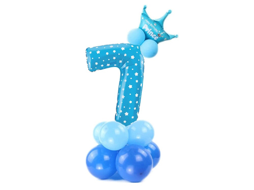 Set of balloons with the number seven blue - 15 pcs.