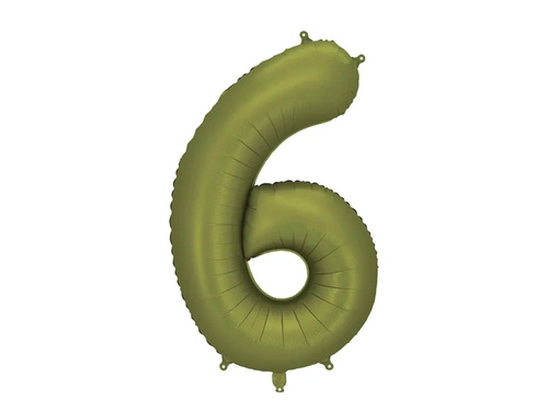 Number 6 Olive Foil Balloon - 86 cm - 1 pc