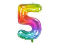 Balon foliowy cyfra 5 tęczowy - 86 cm - 1 szt.