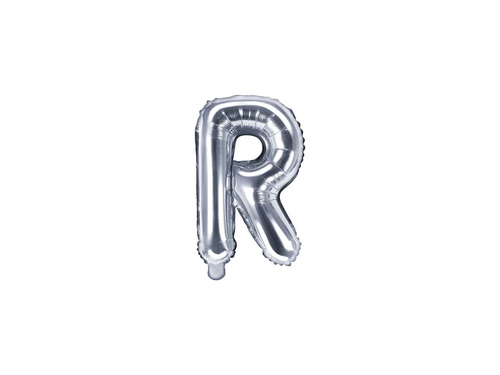 Foil balloon letter "R" silver - 35 cm