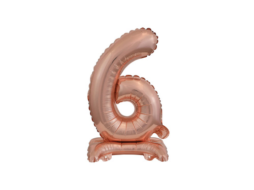 Foil balloon standing number 6 pink gold - 38 cm - 1pc.