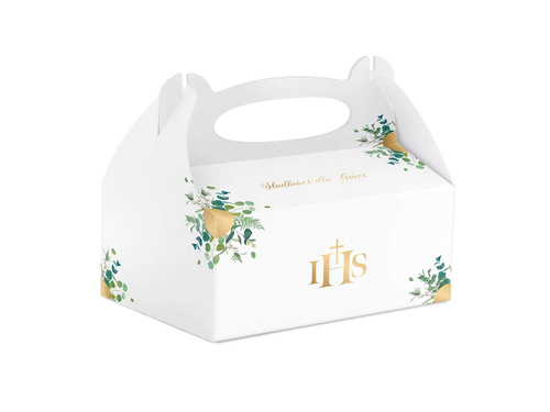 Decorative IHS communion cake boxes with eucalyptus - 10 pcs.