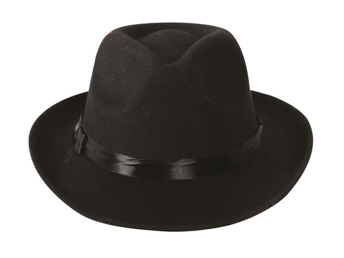 Black gangster hat with ribbon - 1 pc