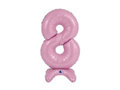 Balon foliowy stojący cyfra 8 pastelowa różowa - 64 cm - 1 szt.