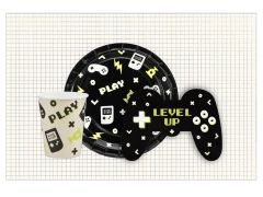 Zestaw obrus + kubeczki + talerzyki + serwetki papierowe Gamer - 37 szt.