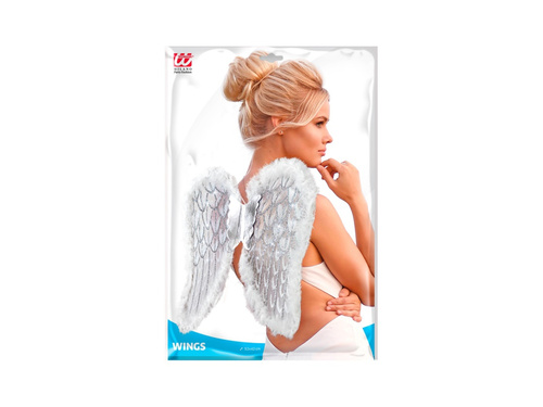 Białe skrzydła z obszyciem z marabutów 52×42 cm