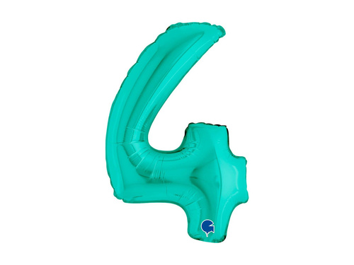 Balon foliowy cyfra 4 turkusowy - 14" - 1 szt.