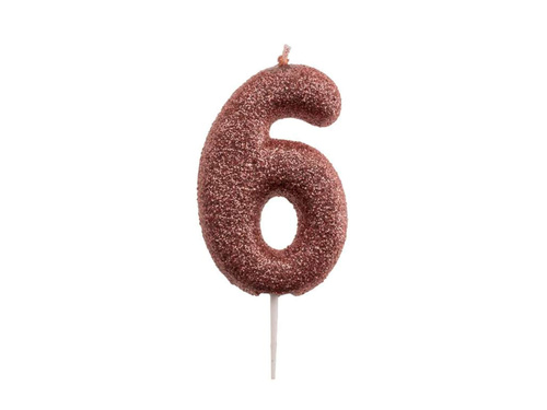 Glitter Rose Gold Candle no 6 - 1 pc