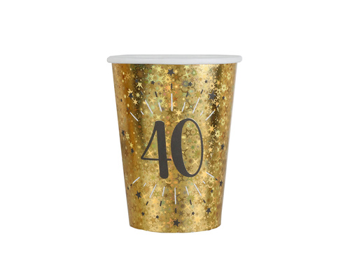 Kubeczki papierowe na czterdzieste urodziny 40 Sparkling - 250 ml - 10 szt.