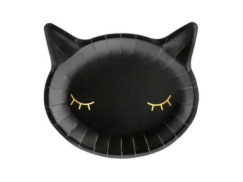 Cat plates black - 22 x 20 cm - 6 pcs.