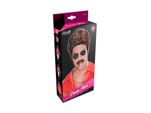 Brązowa peruka Playboy Dream Hair z wąsami