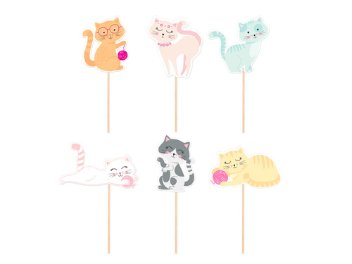 Pikers for the cake Cats - 10 cm - 6 pcs.