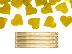 Tuba strzelająca, metaliczne złote serca, 60 cm, 4 szt.