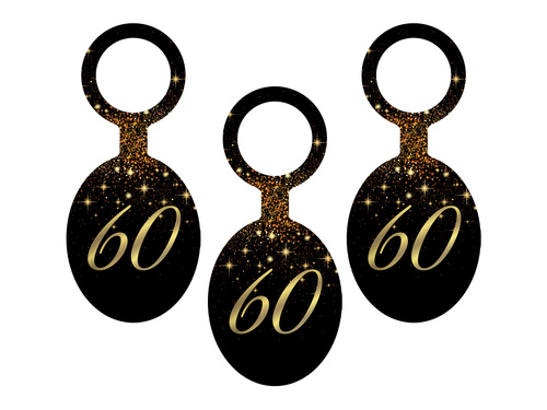 Sparkling vodka pendants for sixtieth birthday - 8 pcs.