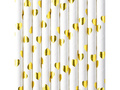Paper tube straws golden hearts - 19,5 cm - 10 pcs.